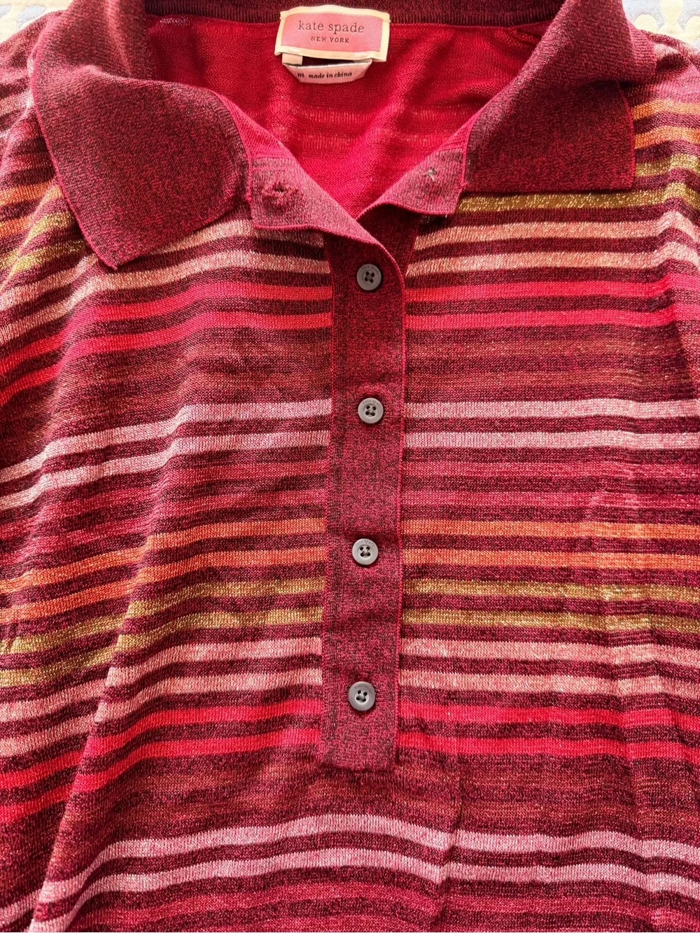 kate spade Metallic Stripe Polo Sweater